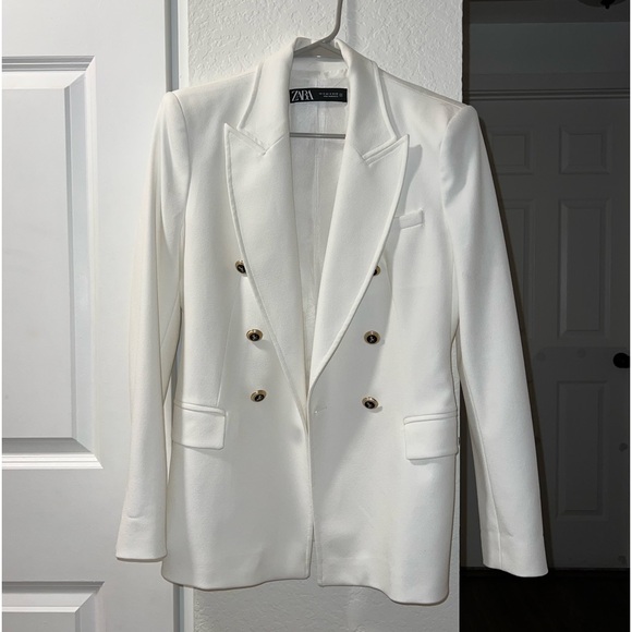 ZARA White Tailored Blazer Size Medium - Picture 6 of 6